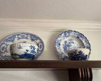 Blue Willow Pattern China Plates and Bowls