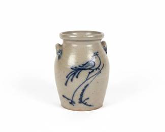 Stoneware Pitcher and Crocks with Blue Decoration second image