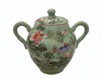 Vintage Floral Ceramic Sugar Bowl with Lid