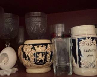 German Beer Steins and Decorative Egg