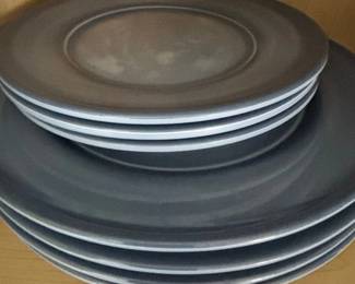 Matte Gray Stoneware Dinner Plates