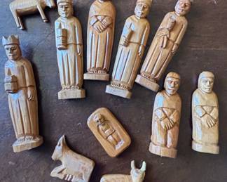 Carved Wooden Chess Set Pieces