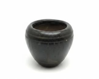 Blackware Pottery Bowl with Geometric Band