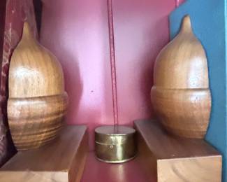 Wooden Acorn Finials with Brass Container