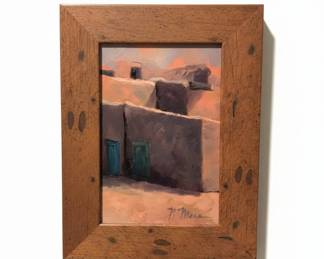 Southwestern Adobe Courtyard Painting by H. Massa second image