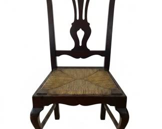 Chippendale Style Mahogany Side Chair with Rush Seat