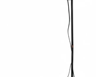 Dark Wood Turned Post Floor Lamp with Wrought Iron Accents