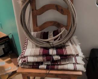 Woven Saddle Blanket and Rope
