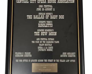 Central City Opera House Association Festival Commemorative Plaque