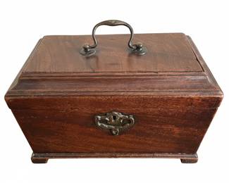 Antique Mahogany Tea Caddy with Brass Hardware