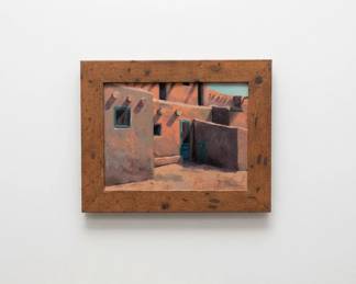 Southwestern Adobe Courtyard Painting by H. Massa