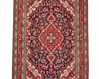 Red and Navy Geometric Persian Rug
