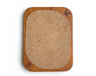 Vintage Wooden Coaster with Engraved Bird Motif