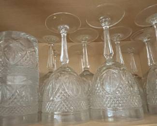 Anchor Hocking Wexford Cut Crystal Wine Glasses and Tumblers