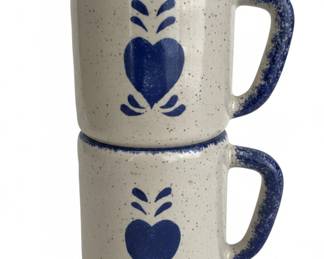 Bastine Pottery Blue Heart Mugs