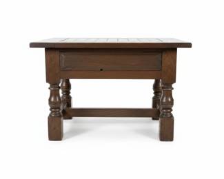Antique Tiger Oak Side Table with Drawer