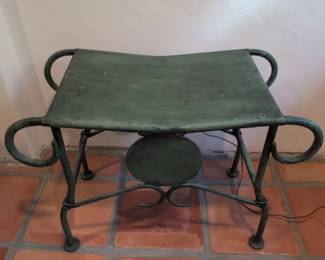 Vintage Wrought Iron Curule Stool or Bench