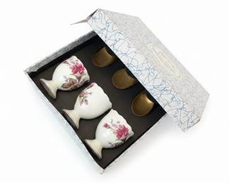 Set of Floral Decorated Egg Cups