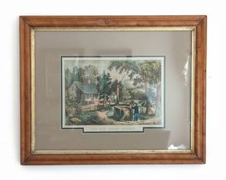 Currier Ives The Old Oaken Bucket Lithograph