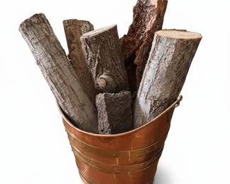 Vintage Copper Log Holder with Firewood
