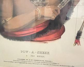 PowASheek, A Fox Chief Lithograph from The History of the Indian Tribes of North America by McKenney and Hall