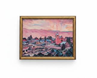 Southwestern Village Landscape Oil Painting