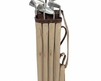 Vintage Golf Club Set with Leather Trimmed Bag