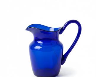 Cobalt Blue Hand Blown Glass Pitcher