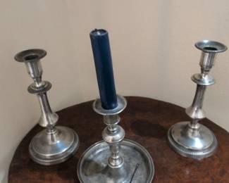 Set of Three SilverPlated Candlesticks