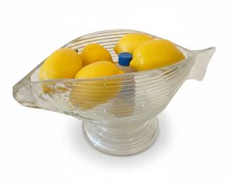 Anchor Hocking Manhattan Clear Glass Pedestal Fruit Bowl