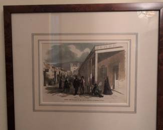 Street View in Santa Fe, New Mexico Lithograph by Theodore R. Davis