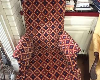 Upholstered Accent Chair with Geometric Pattern