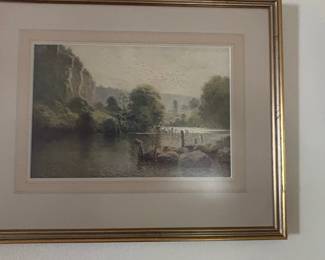 Framed Landscape Watercolor Painting