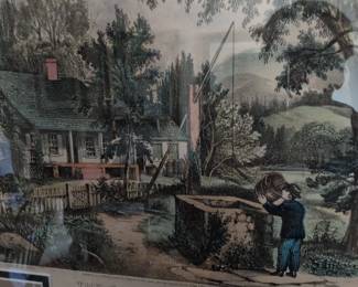 Currier Ives The Old Oaken Bucket Lithograph second image