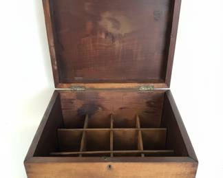 Antique Wooden Desk Organizer Box with Dividers