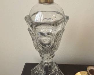 Victorian Pressed Glass Whale Oil Lamp