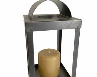 Rustic Metal Lantern with Candle