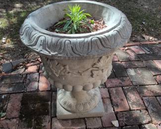 Concrete Urn Planter with Acanthus Leaf Motif