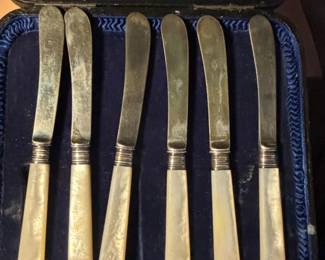 Sterling Silver Butter Knives with Mother of Pearl Handles
