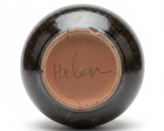 Native American Black Pottery Vase with Swirl Design by Helen Quintana third image