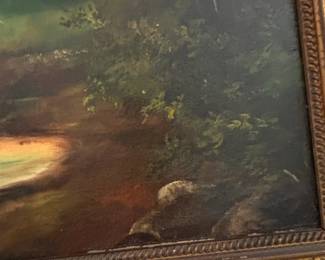 Landscape Oil Painting in Ornate Frame
