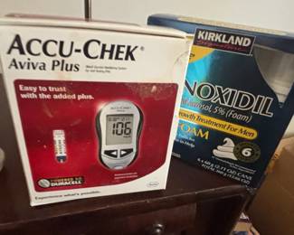 AccuChek Aviva Plus Blood Glucose Monitoring System and Kirkland Signature Minoxidil Foam
