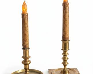 Brass Candlestick with Electric Candle Inserts