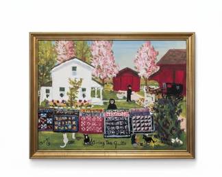 Emma Schrock Pairing the Quilts Folk Art Painting