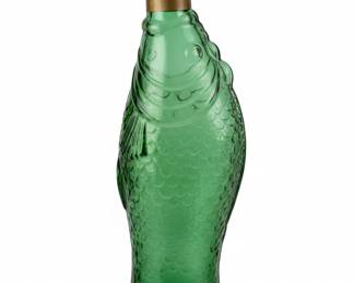 Pescevino Green Glass Fish Wine Bottle