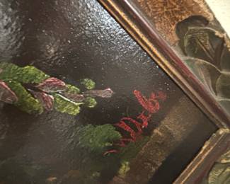 Floral Still Life Oil Painting with Ornate Frame