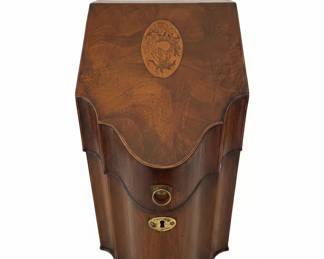 Antique Georgian Mahogany Knife Box with Marquetry Inlay
