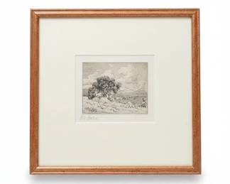 Will Vinton Etching of a Tree and Landscape