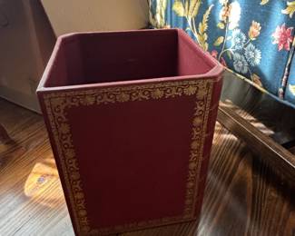 Vintiquewise Red Decorative Wooden Vintage Book Shaped Waste Bin