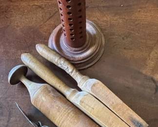 Antique Wooden Butter Churn and Kitchen Tools